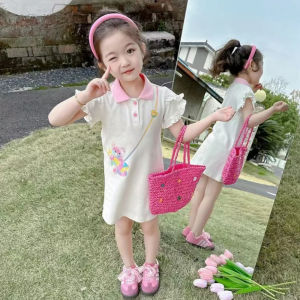 เสื้อผ้าเด็ก ชุดเดรสเสื้อ เดรสเด็ก คอโปโล ชุดเดรสเด็กผู้หญิง จับจีบปลายเดรส แขนตุ๊กตา