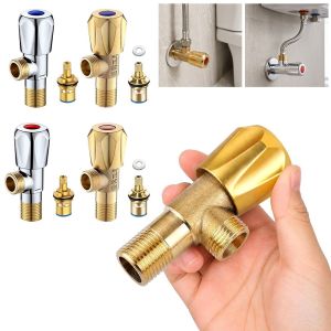 FEELDG Đồng thau Van tam giác Tay cầm được mã hóa bằng màu sắc Xoay một phần tư vòng Van góc Thép không gỉ 304 Van xả bồn cầu Dành cho phòng tắm