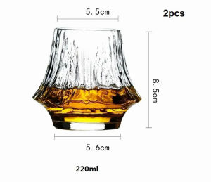Japanese handmade Art Design Wine Glass Artwork Wood Gift  Whiskey Tumbler Mt. Fuji Mountain Irregular Brandy Snifter Cup