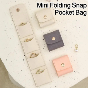 Light luxury portable microfiber leather folding jewelry storage bag