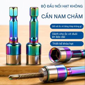 Gói 2 Đầu Chuyển Đổi Vặn Ốc Lục Giác 8mm Gắn Máy Khí Nén Máy Khoan Ống Lót Bi Thép Không Từ Tính Chuôi Gài 6.3mm
