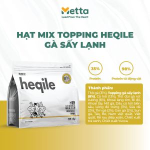 Thức ăn hạt mix topping Heqile cho mèo gà cá hồi sấy cho thú cưng túi 15kg  - Bibopetcare