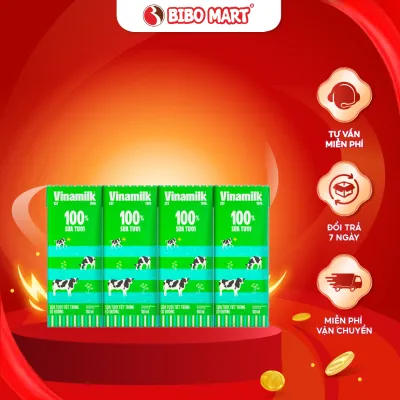 Lốc 4 Hộp Sữa Tươi Vinamilk Có Đường 180ml - Bibo Mart