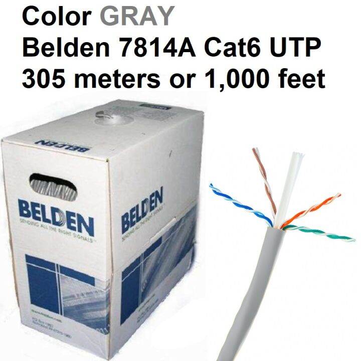 Belden 7814A Cat 6 Cable UTP Unshielded AWG24 Gray Data LAN Cable Cat6 ...