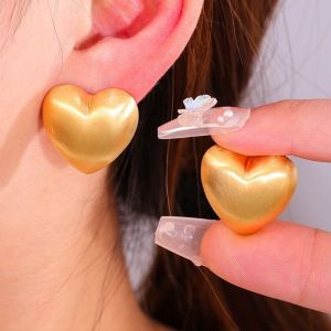 OSF66 Nửa Vòng Bông tai kim loại đơn giản Đầy đặn Tam giác Bông tai phóng đại Thanh lịch Trang sức Tai Khuyên tai hình học Nữ