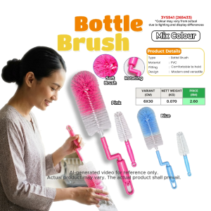 360° Rotating Bottle Cleaning Brush – Long Handle PVC Bottle & Cup Cleaner Soft Bristles Multi-Purpose Cleaning Brush