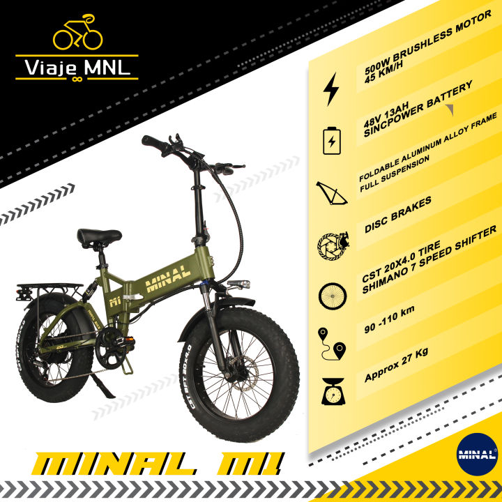 MINAL M1 foldable full suspension pedal assist ebike electricbike