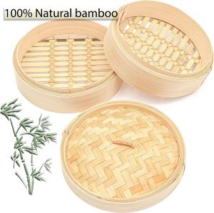 DAFIFY 3-Tier Bamboo Steamer Basket With Lid 21*6.8cm
