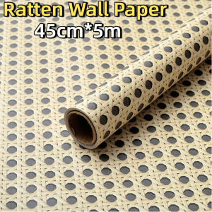3D Rattan PVC Wallpaper Cabinet Sticker Decor Living Room Ruang Tamu Wall Sticker Dinding Furniture Waterproof Decor