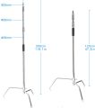 Selens C Stand Stainless Steel Heavy Duty Stand Tripod Max Height 10ft Adjustable Reflector Stand for Photo Studio Lighting Video Reflector Monolight Softbox Other Equipment. 