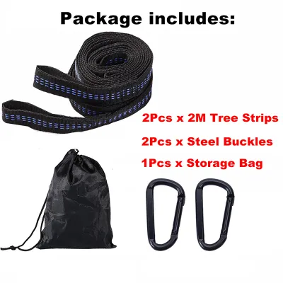 2Pcs Tree Hammock Rope With 2 Carabiner And Storage Bag Hanging Extension Hammock Strap Hammock Accessories