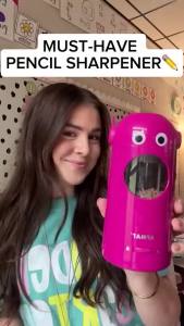 AFMAT PSX5ET Electric Pencil Sharpener for Colored Pencils 7-11.5mm Fully Automatic Pencil Sharpeners Auto in & Out Rechargeable Hands-Free Robot Sharpener for Home Classroom Office Pink