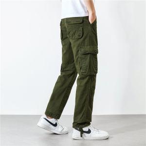 Mens Cotton Cargo Pants Men Casual Pants Outdoor Work Overalls Straight Loose Trousers Homme Green Brown Tactical Pants