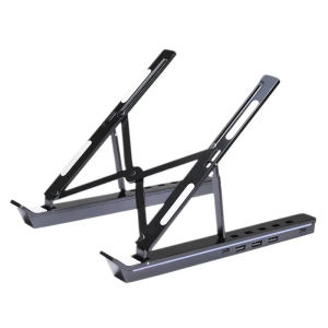 Kebidumei Laptop Stand with USB GRB Aluminum Alloy Luminous Stand Adjustable Heat Dissipation Expansion Dock Stand Notebook Bracket