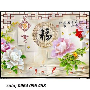 Tranh gạch 3d ốp tường phòng khách - 456XVC