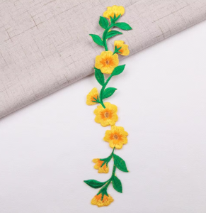 New Style Embroidered Flower Waistband Collar DIY Decorative Long Flower Pattern Patch Clothing Accessories 刺绣布贴 (4008)