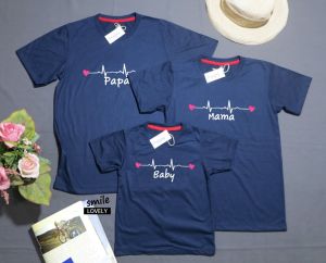 เสื้อครอบครัว/เสื้อยืดผู้ชาย ผู้หญิง เด็ก/ผ้าคอทต้อนแท้นุ่มๆซักไม่หดใส่ไม่ร้อน (คลื่อนPapa/Mama/Baby) ราคาต่อตัว ชื้อแยกได้