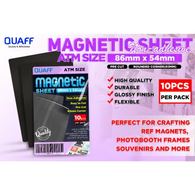 FMP QUAFF Magnetic Sheet with Adhesive and NON- Adhesive ATM Size for DIY Ref Magnet 86by54mm 10pcs