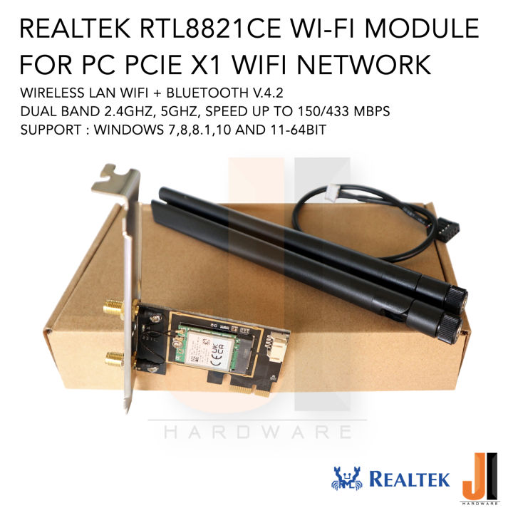 Realtek RTL8821CE WiFi card Pcie x1 for PC wireless lan + bluetooth v