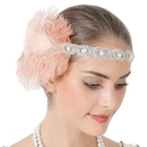 Flapper Headband Masquerade Headpiece Feather Headpiece Woman Carnivals Mardi Gras Headpiece Feathers Gatsbys Headpiece