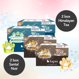 Kapsa 10-in-1 Laundry Capsule Mixed Scent 4 Box – with Himalayan Tea | Lush Freesia | Santal Noir