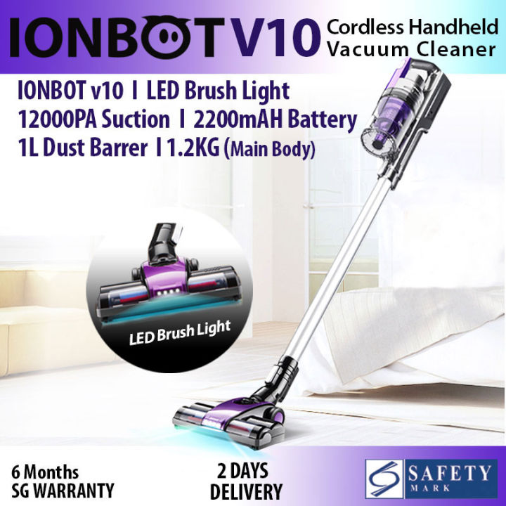 [SG SELLER]Cordless Wireless Bagless Handheld Vacuum Cleaner IONBOT V10 Optional UV Dustmite