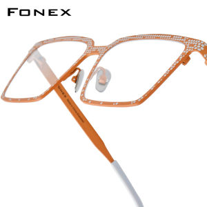 FONEX Titan nguyên chất Gọng kính người đàn ông 2025 thời trang mới thiết kế thương hiệu kính mắt dáng vuông Nhật Bản chất lượng cao siêu nhẹ kính mắt cho mắt 85875