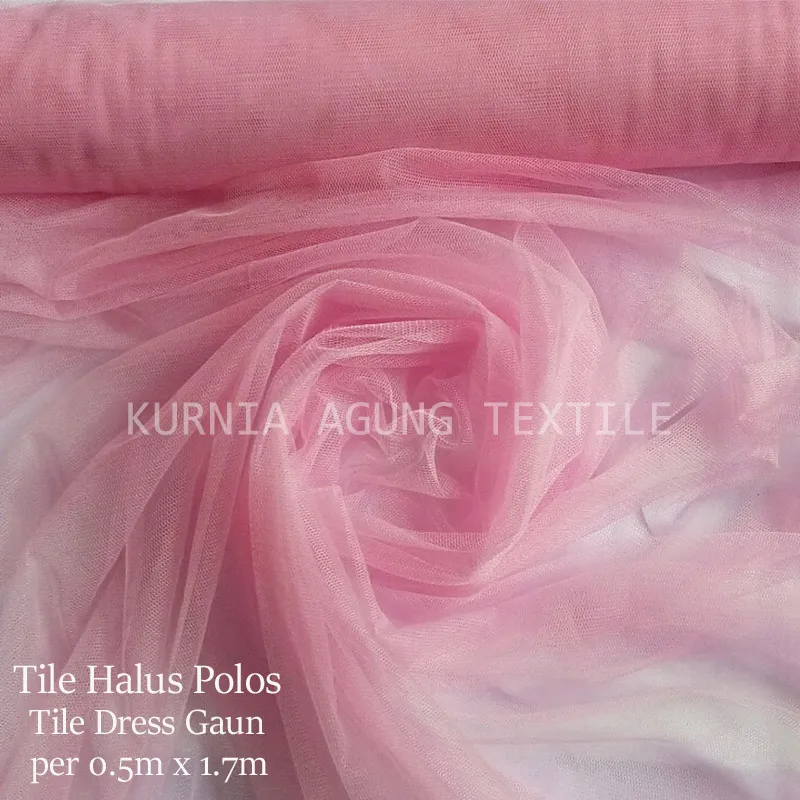Kain Warna Baby Pink Tile Tulle Halus Soft Lebar 50cm x 170cm Kain