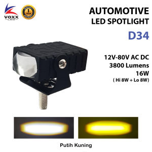VOXX D34 Lampu LED Tembak Sorot Grill Mobil Motor D2 Slim Mini Laser Gun Kotak 16W 80V