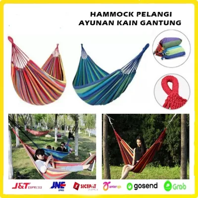 Hammock Pelangi Ayunan Gantung Kain Tempat Tidur Rainbow Kegiatan Camping Hiking Outdoor Pohon Rilex