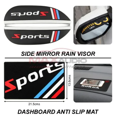 Universal Fit HONDA PERODUA PROTON TOYOTA Side Rear View Mirror Soft Rubber Eyebrow Rain Visor Cover (2pcs/Set) Myvi Aruz Ativa Kancil Kelisa Kenari Bezza Viva Wira Satria Exora Preve Suprima X70 X50 Gen2 Persona Iriz Saga Iswara Vios City Almera Livina