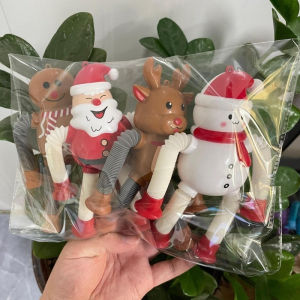 4Pcs Christmas Scalable Doll Extendable Santa Claus Snowman Pendants Christmas Tree Ornaments