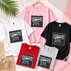 Womens Plus Size Whale Graphic T-Shirt Oversized Casual Crew Neck Top OM189