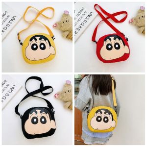 EMDEN Hoạt hình Túi đeo vai Shin chan bút chì màu Ví đựng tiền xu Phong cách Nhật Bản Túi đeo chéo trẻ em Di động Thường ngày Túi xách Anime xiaoxin Bé gái