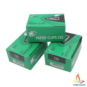 Kẹp ghim giấy sắt C62 [10 hộp] ghim tài liêu tam giác THIỆN PHƯỚC