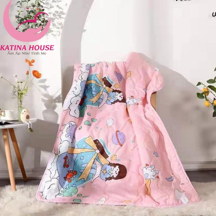 Chăn cho bé đi học tiện lợi, vải cotton đũi mềm thoáng mát, 1mx1m5 ...