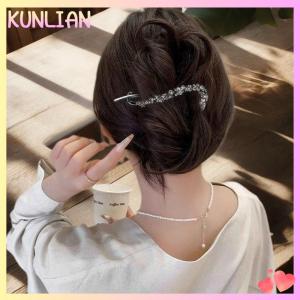 [KUNLIAN] คลิปหนีบผมทรงกล้วยทำจากพลอยเทียมโลหะแฟชั่นกิ๊บหนีบผมทรงกบหัวเข็มขัดทรงหางม้าคลิปหนีบผมผู้หญิงแบบไม่สม่ำเสมอเครื่องประดับผม