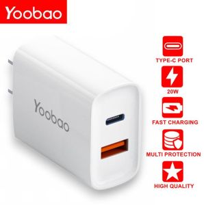 Yoobao YAD-C006B 2 in 1 USB-A and Type-C Quick Charge 20W High Quality Fast Charging Power Adapter
