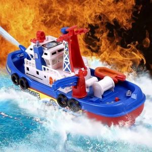 Electric Marine Rescue Boat Toy Fire-fighting Boat Speedboat Toy with Light and Sound Light Up Toys