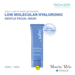 Wardah Light+ Gentle Facial Wash Low PH Nano Niacinamide Low Molecular Hyaluronic Lightening