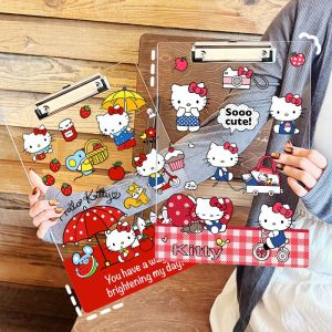Cute Cartoon Cat A4 Clipboard Transparent Acrylic File Folder Writing Pad Exam Paper Storage Organizer for Students Office