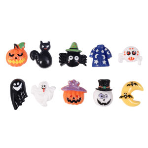 YESPERY 10Pcs Halloween Series DIY Resin Jewelry Accessories Simulation Cream Glue Phone Case Accessories Hair Clip Handmade Decor Material