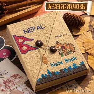 Nepal Handmade Notebook DIY Handmade Simple Notebook Journal Lokta Paper Hand-painted Book 尼泊尔手工本子