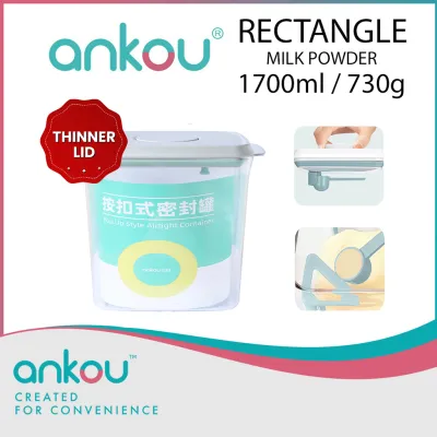 Ankou Airtight 1 Touch Button Clear Container With Scoop and Holder with Scraper 1700ml (Rectangular)