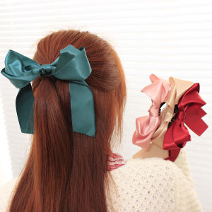 🔥Orfila Ponytail Scrunchies Hair Ties Sweet Double layer Ribbon Rubber Band Bowknot Hair Rope COD