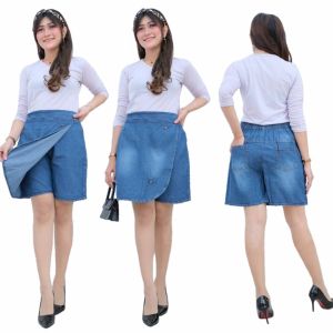 Celana Rok Jeans Pendek Wanita Alika Celana Rok Denim Kekinian