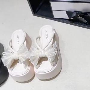 [Free Shipping] 2026 Summer New Arrival: Unique Bowknot Thick-Soled Sandals For Going Out Sweet And Fashionable Paired With Skirts WomenS Slide Sandals