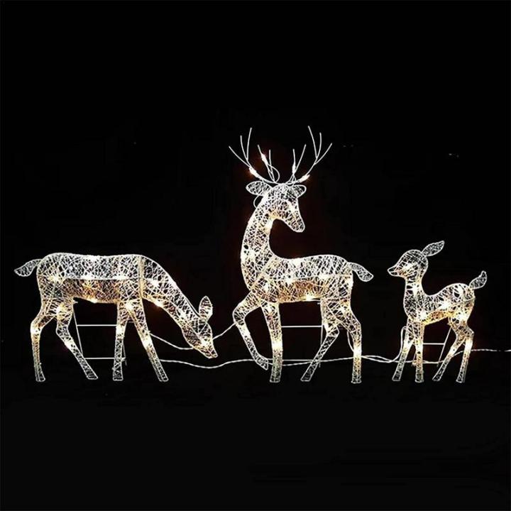 Lighted Christmas Reindeer Solar Light Up Decoration Garden Outdoor Standing Elk Ornament Yard