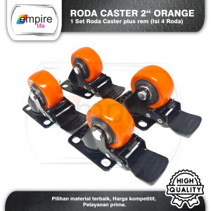 Roda Orange Kaster/Kastor 2" Inci TEBAL Plus Rem ( 4 PCS )