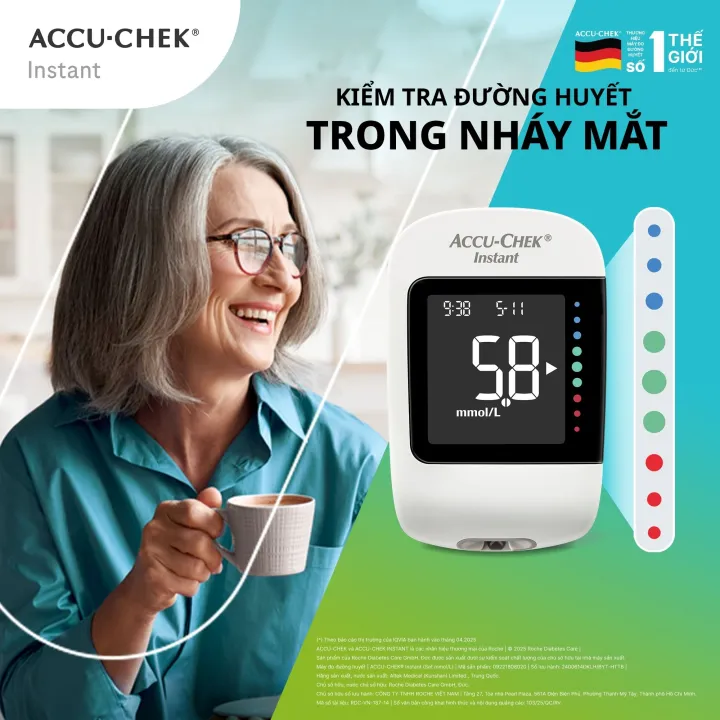 Máy Đo Đường Huyết ACCU-CHEK® Instant Kèm Hộp 50 Que Thử Đường Huyết ACCU-CHEK® Instant